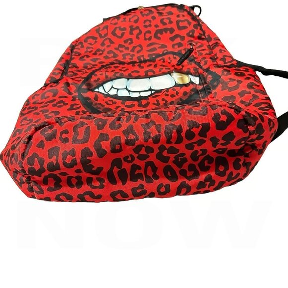 Sprayground Red Leopard Lips Backpack Limited Edition Gold Fangs Full size Clean - Picture 3 of 9